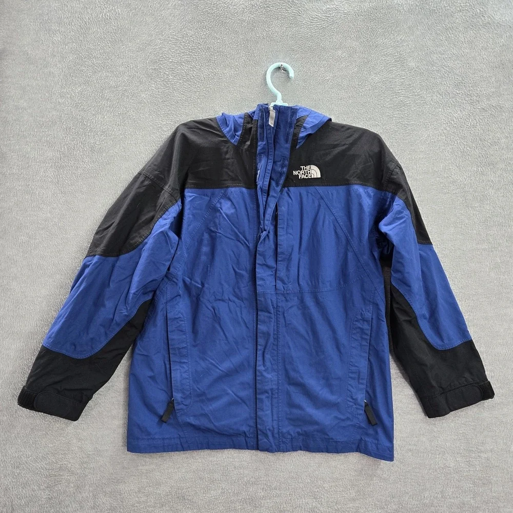 The North Face Men Jacket L Blue Nylon Logo‎ Embroidery Colorblock Activewear